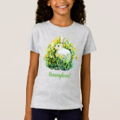 Petit lapin blanc et fleurs T-shirt (Devant)