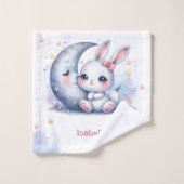 Petit lapin blanc mignon et la lune (Gant de toilette)