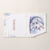 Petit lapin blanc mignon et la lune (Serviette à main)