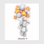 Petit Lapin Cute Animal Orange Gris Sticker (Feuille)