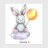 Petit Lapin Cute Animal Orange Gris Sticker (Feuille)