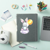 Petit Lapin Cute Animal Orange Gris Sticker (Couverture iPad)