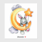 Petit Lapin Cute Animal Orange Gris Sticker (Feuille)