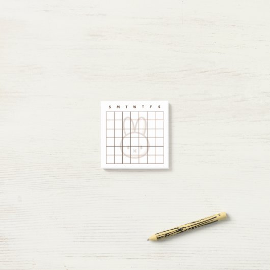 Petit lapin en latte Calendrier Post-It Notes (Sur un bureau)