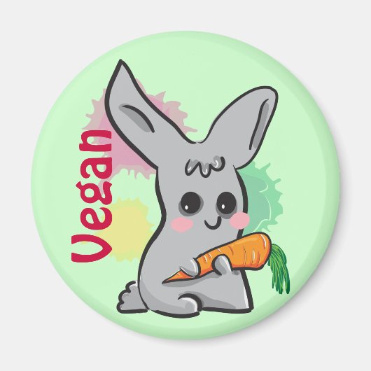 Petit lapin gris végétal mignon avec aimant carott (Devant)