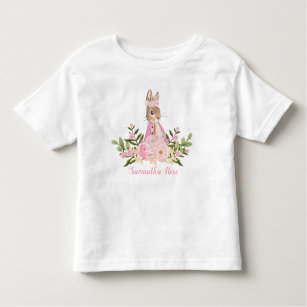 Petit lapin rose Floral Anniversaire T-shirt enfan