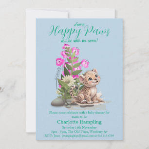 Petit léopard sur Pale Aqua Baby shower Invitation