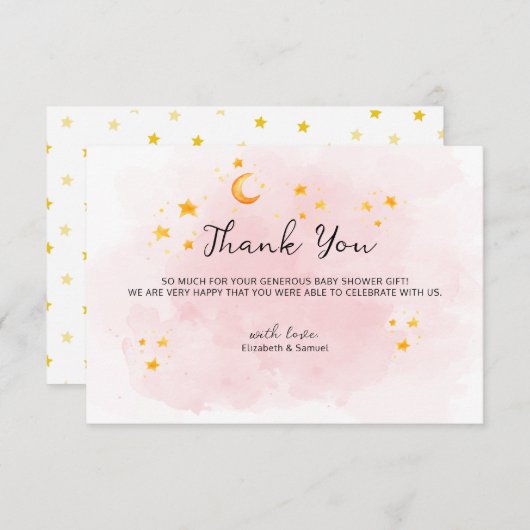 Petit Lion C'est une Fille Carte de Remerciement A (Devant / Derrière)