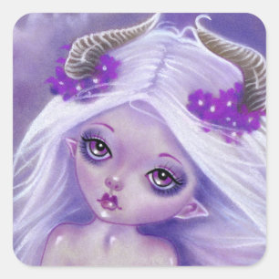 Petit Luna fille lune violet autocollant