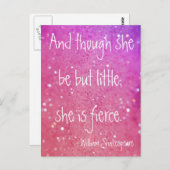Petit mais Fierce Shakespeare Citation rose carte  (Devant / Derrière)