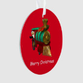 Petit manchot de dessin animé et train de Noël (devant)