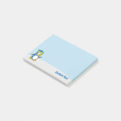 Petit manchot marchant sur des Post-it neige (Incliné)
