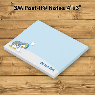 Petit manchot obtenant des Post-it Notes boule de