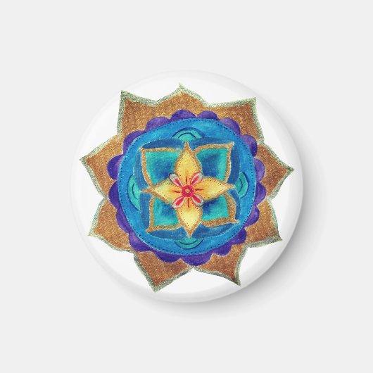 Petit Mandala Bleu, Aimant Rond De 3,2 Cm (Devant)