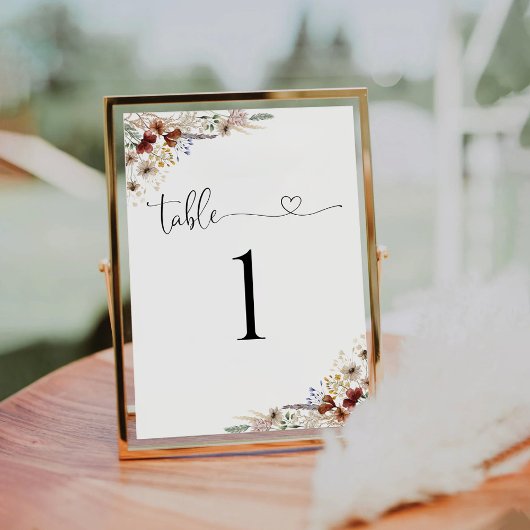 Petit Mariage Fleur sauvage Numéro de table