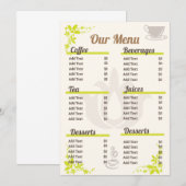 Petit menu de café éditable et entièrement personn (Devant / Derrière)