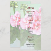 Petit menu Mariage de géranium rose (Devant / Derrière)