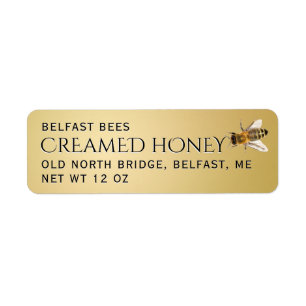 Petit miel à crème Étiquette Métallo avec abeille