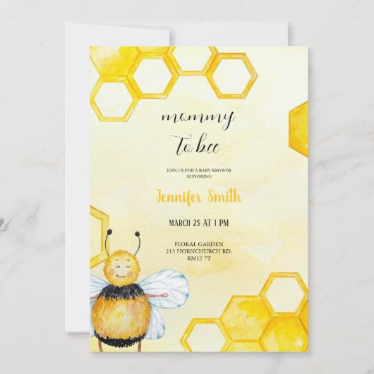 petit miel doux bébé douche Invitation (Devant)