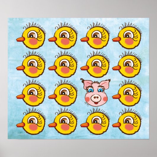 Petit mignon poussin et cochon poster (Devant)