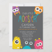 Petit Monster Premier Invitation de fête d'anniver (Devant)