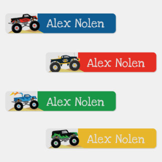 Petit Monster Truck Kids Nom Étiquettes