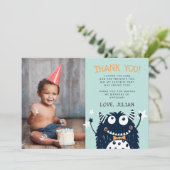 Petit Monstre | Carte Photo Merci Plat (Debout devant)