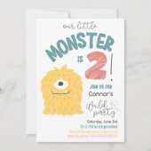 Petit Monstre Jaune 2e Invitation anniversaire (Devant)