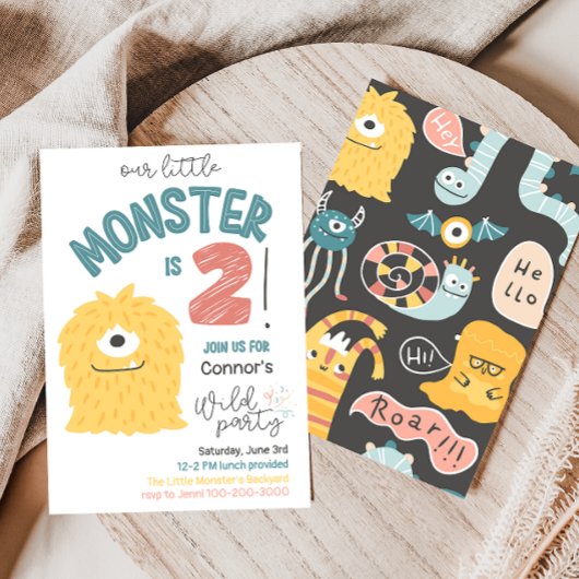 Petit Monstre Jaune 2e Invitation anniversaire