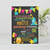 Petit Monstre Un Anniversaire Invitation (Debout devant)