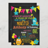 Petit Monstre Un Anniversaire Invitation (Devant / Derrière)
