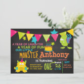 Petit Monstre Un Anniversaire Invitation (Debout devant)