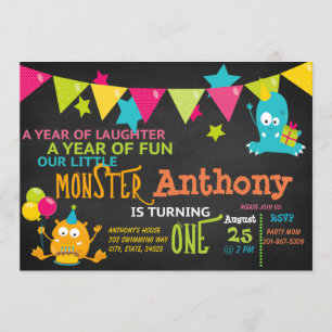 Petit Monstre Un Anniversaire Invitation