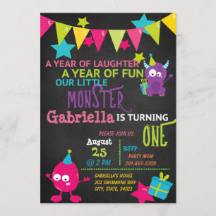 Petit Monstre Un Anniversaire Invitation
