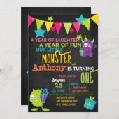 Petit Monstre Un Anniversaire Invitation (Devant / Derrière)