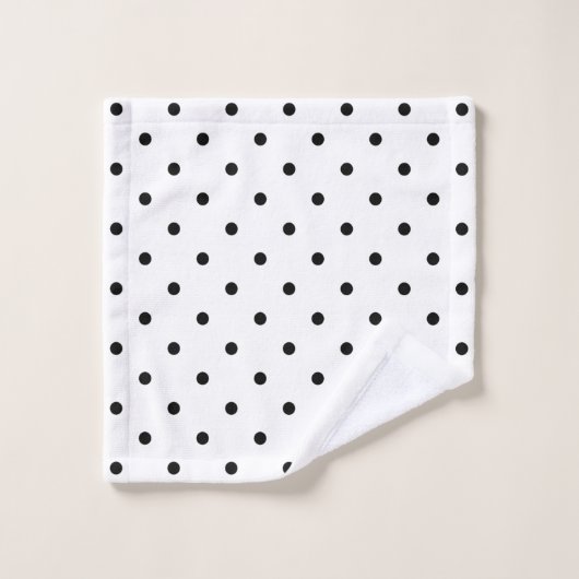 Petit motif de pois : Noir et blanc (Gant de toilette)