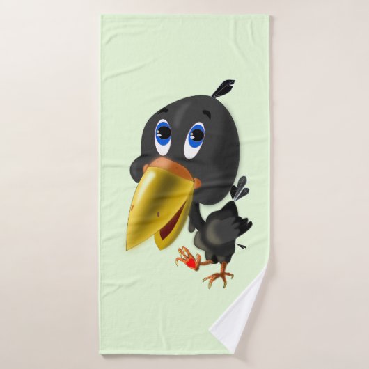 Petit Oiseau avec le coeur Cadeau Drôle serviette  (Serviette de bain)