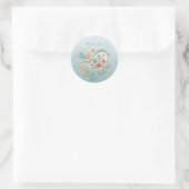 Petit Oiseau Bleu Fleurs Roses Sticker (Sac)