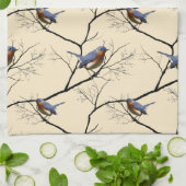 Petit oiseau bleu, serviette de cuisine modelée (Plié)