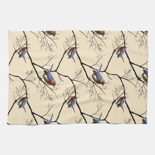 Petit oiseau bleu, serviette de cuisine modelée (Horizontal)