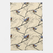 Petit oiseau bleu, serviette de cuisine modelée (Vertical)