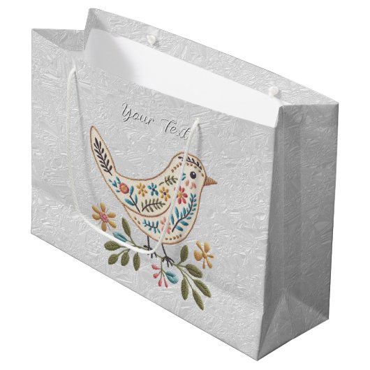 Petit Oiseau coloré floral sac cadeau (Devant Angle)