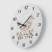 Petit Oiseau Coloré Horloge Florale (Angle)