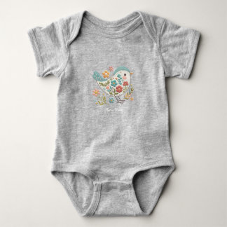 Petit Oiseau Fleurs Bleues Roses Body Bébé