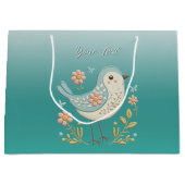 Petit Oiseau Floral Green Cadeau Sac (Devant)