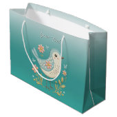 Petit Oiseau Floral Green Cadeau Sac (Dos Angle)