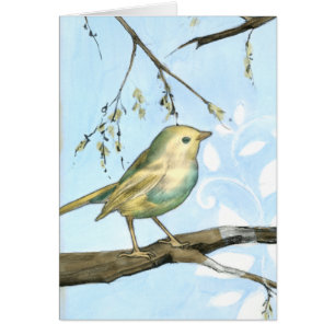 Petit oiseau jaune perché sur une branche Recherch