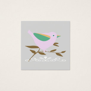Petit oiseau rose, branche et rouleau blanc