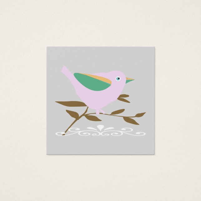 Petit oiseau rose, branche et rouleau blanc (Devant)