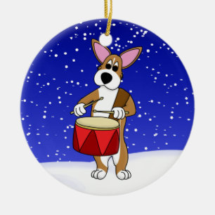 Petit ornement de Noël de corgi de batteur